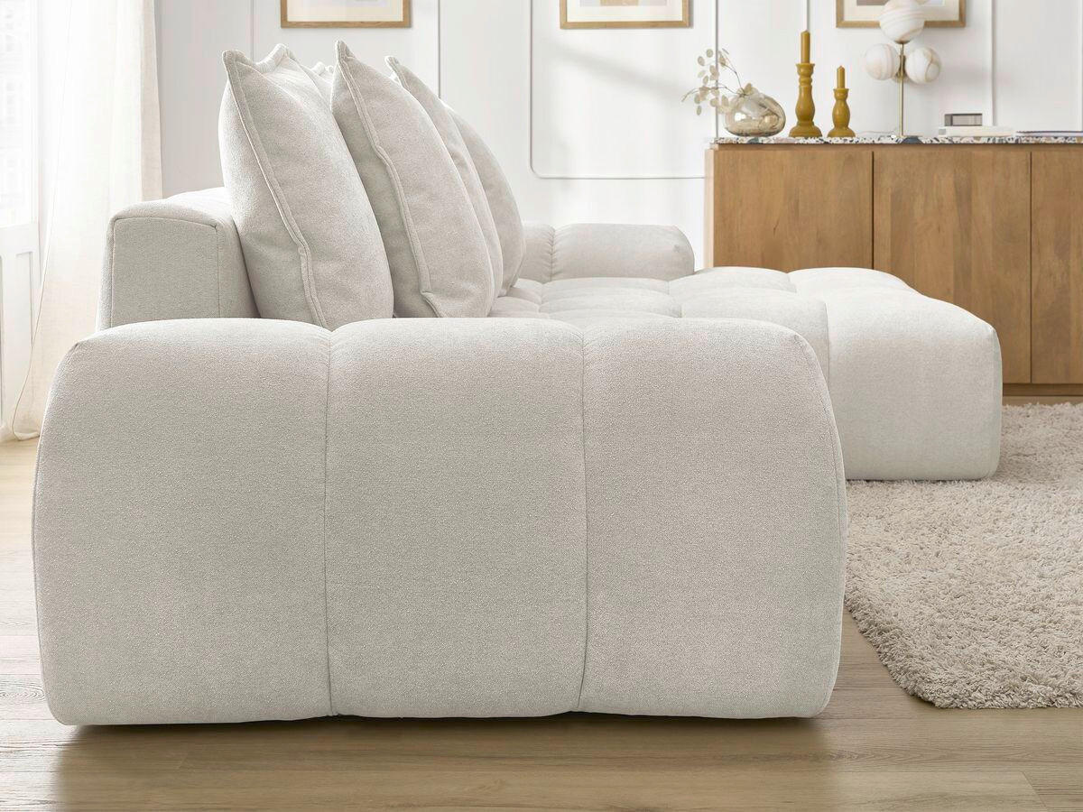 ECKSCHLAFSOFA EVEREST  mit Rücken echt, Armteil links, Armteil rechts Struktur Weiß  - Schwarz/Weiß, MODERN, Kunststoff/Textil (318/180cm) - Livetastic