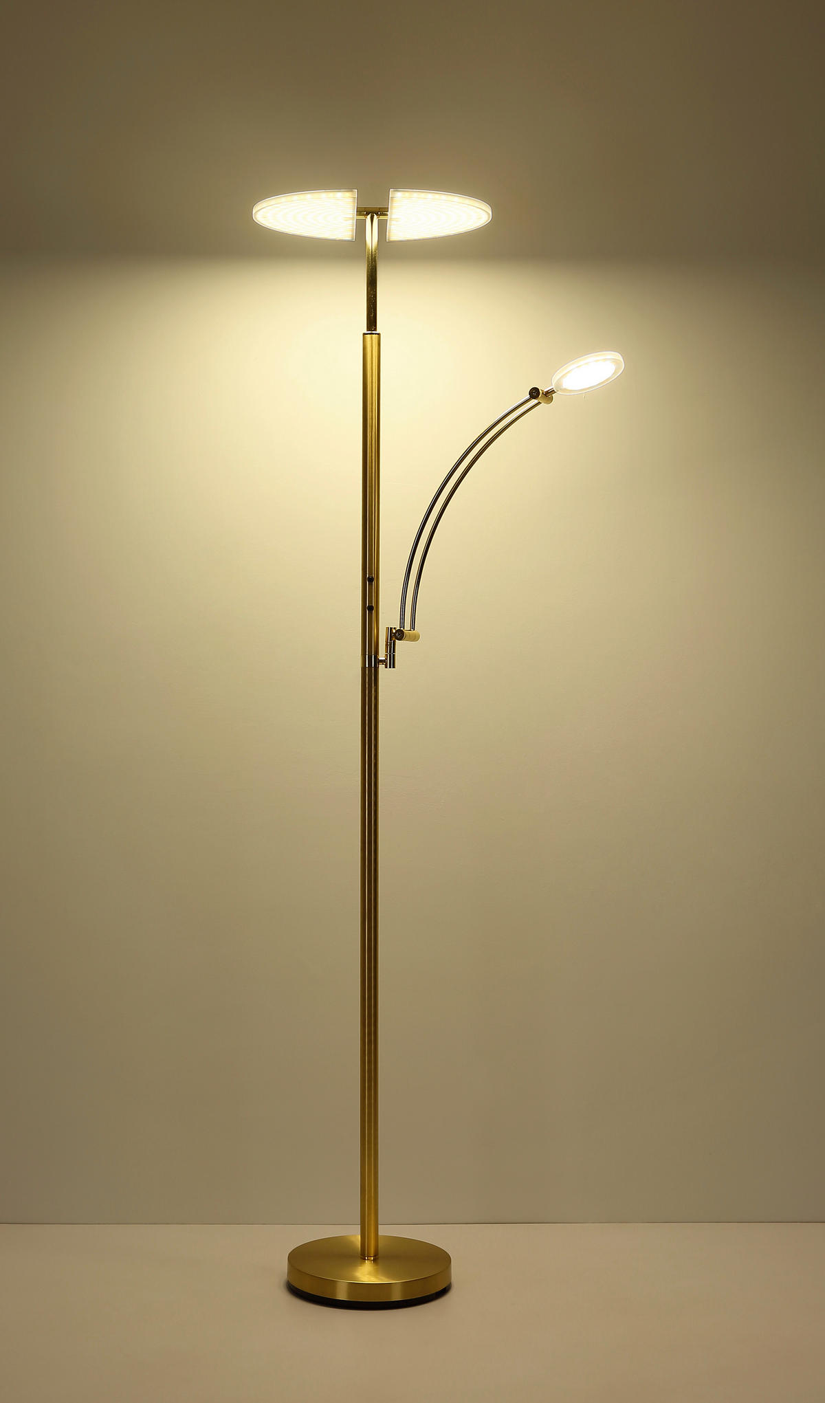 LED-STEHLEUCHTE Tirana 80/40,5/183 cm  - Messingfarben/Schwarz, Design, Kunststoff/Metall (80/40,5/183cm) - Globo