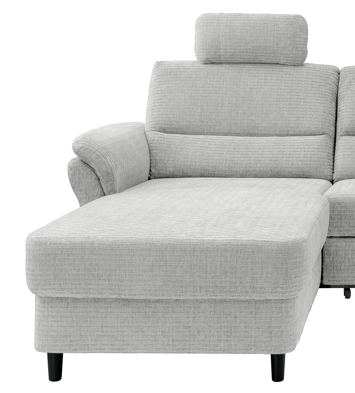 ECKSOFA in Mikrofaser Weiss  - Weiss/Schwarz, Modern, Holz/Textil (176/279cm) - Livetastic
