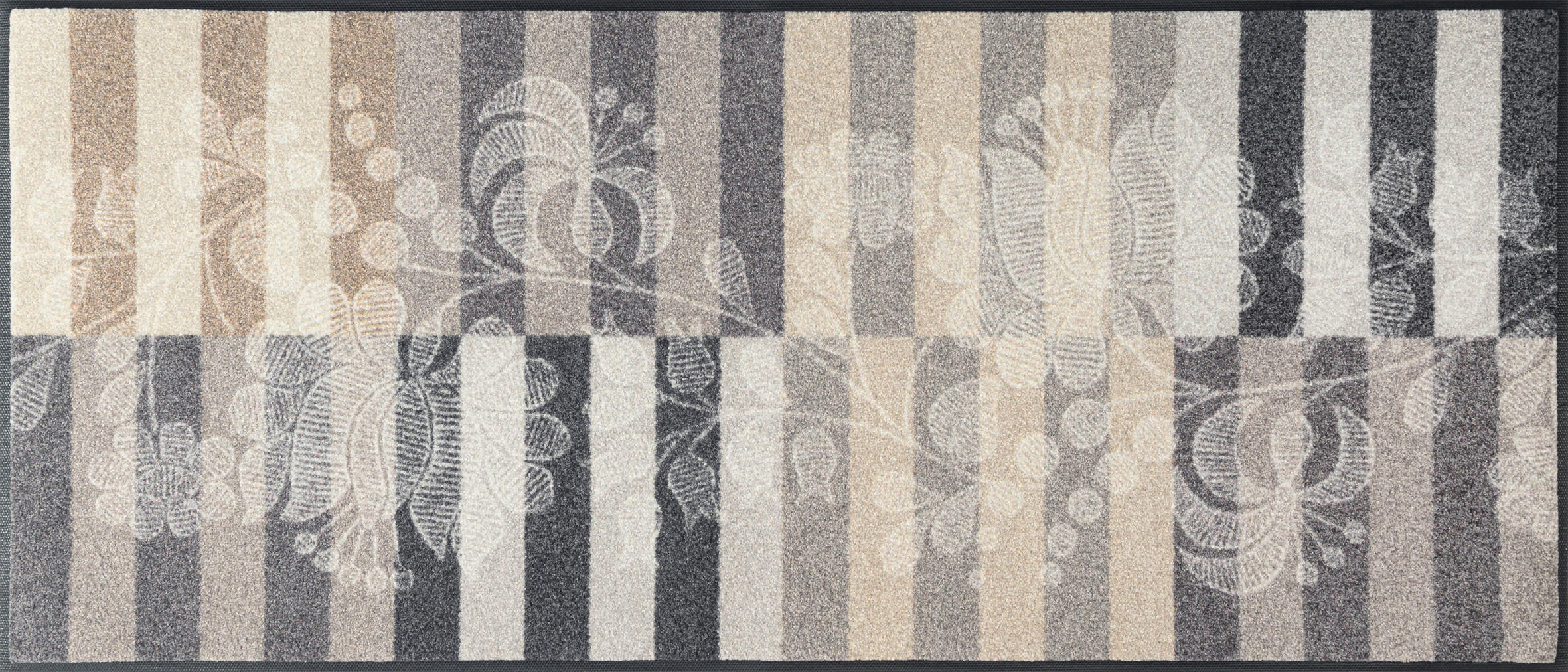 FLACHWEBETEPPICH 60/140 cm Botanica Shadow Grau  - Grau, Design, Kunststoff/Textil (60/140cm) - wash+dry