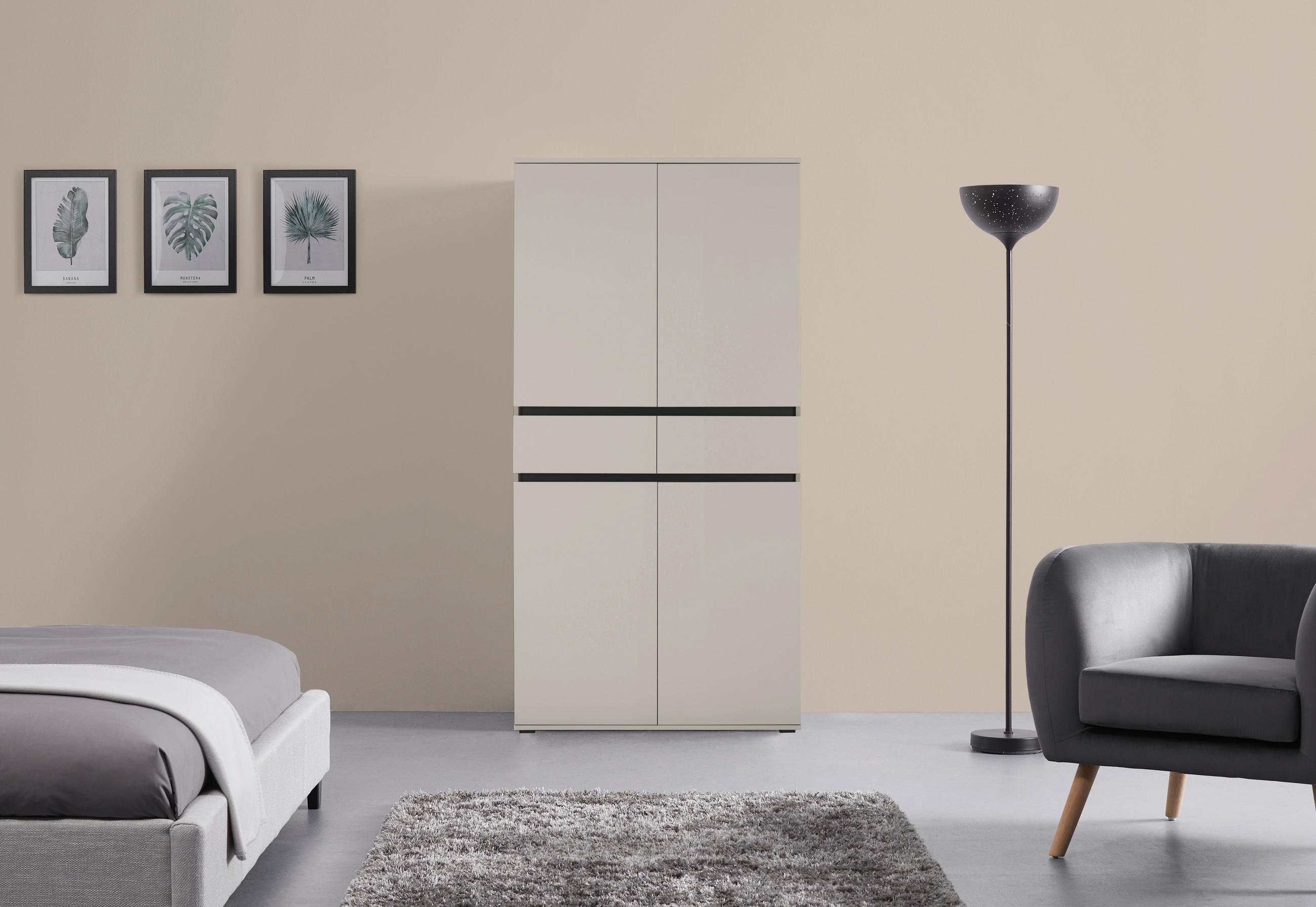 MEHRZWECKSCHRANK - Kaschmir/Anthrazit, KONVENTIONELL, Holzwerkstoff/Kunststoff (100/200/37cm) - Xora