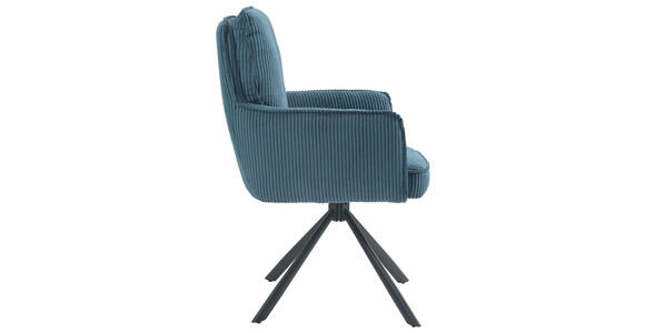 ARMLEHNSTUHL in Eisen Cord - Blau/Schwarz, Design, Textil/Metall (62/95/67cm) - Novel