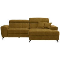 ECKSOFA in Velours Gelb, Grün  267/181 cm  - Gelb/Schwarz, Design, Textil/Metall (267/181cm) - Carryhome