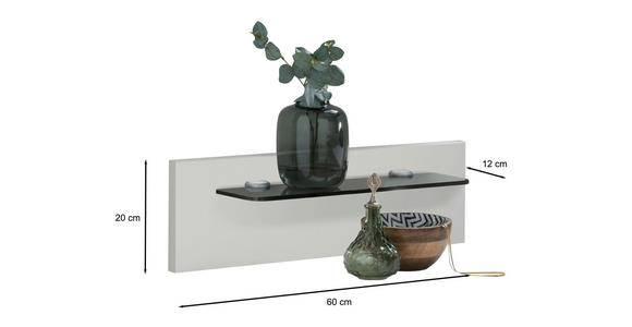 NACHTKOMMODENPANEEL 60/20/12 cm in - Weiß/Grau, KONVENTIONELL, Glas/Holzwerkstoff (60/20/12cm) - Dieter Knoll
