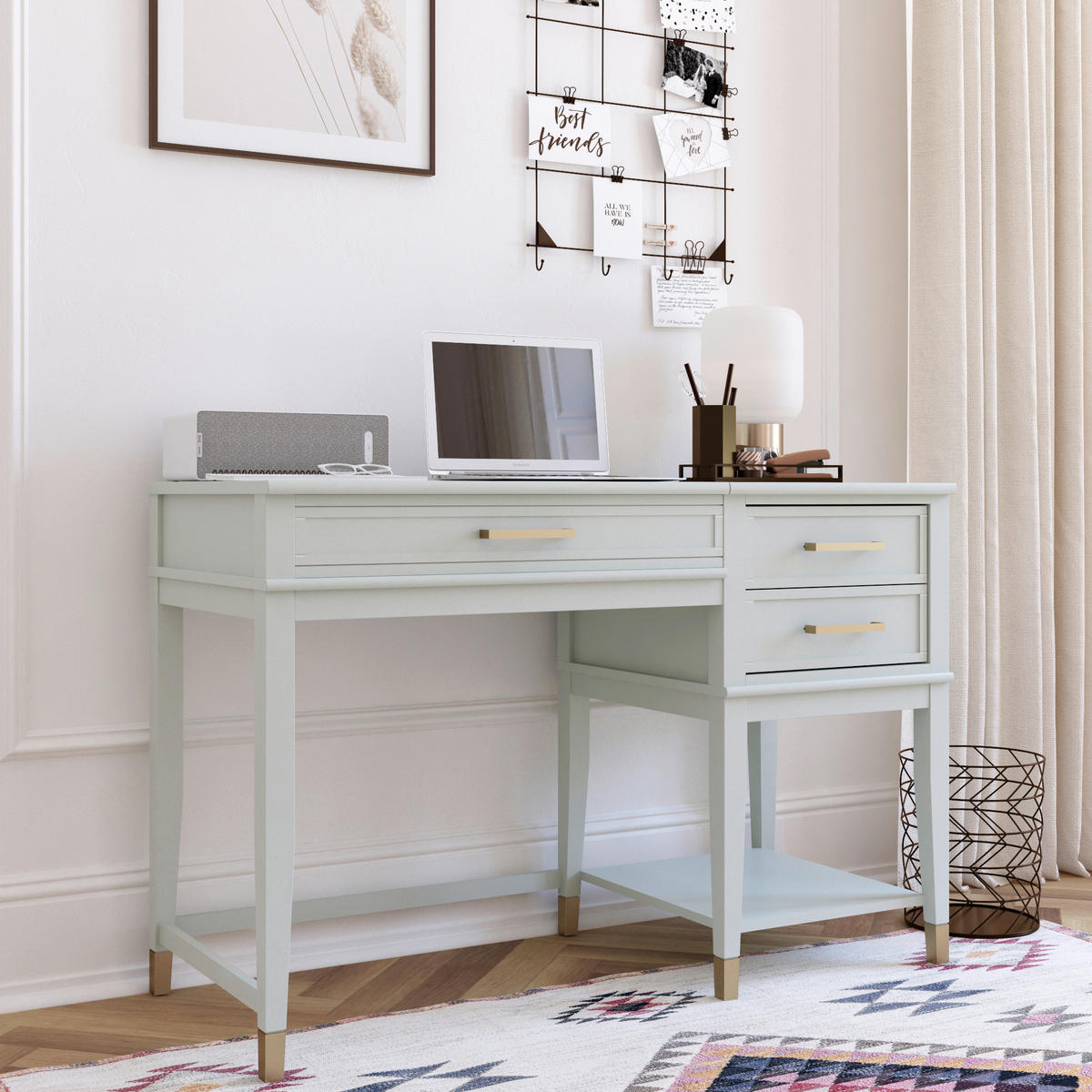 SCHREIBTISCH 115/49/77 cm  in Grün  - Messingfarben/Grün, Design, Holzwerkstoff/Metall (115/49/77cm) - MID.YOU