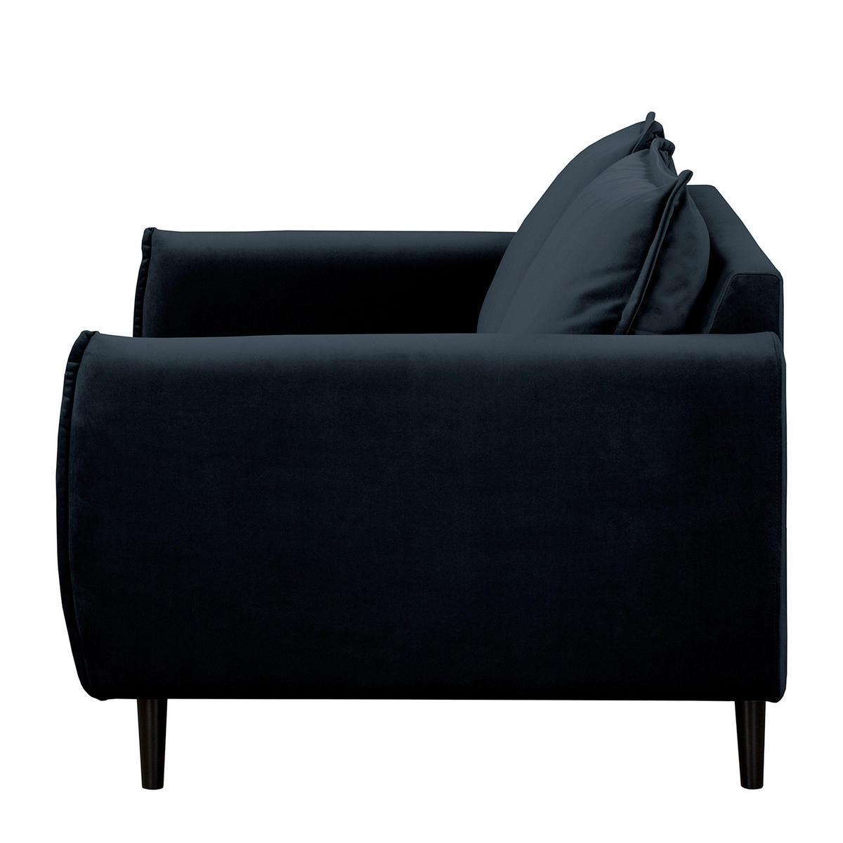 2-SITZER-SOFA JULI Samt Dunkelblau  - Schwarz/Dunkelblau, Design, Holz/Textil (138/86/100cm) - P & B