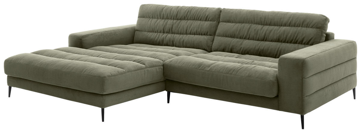 ROHOVÁ SEDAČKA, textil, kompozitní dřevo, olivově zelená - černá/olivově zelená, Design, kov/kompozitní dřevo (207/293cm) - Dieter Knoll