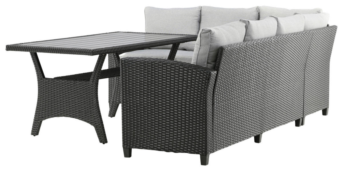 DINING-LOUNGESET  - Schwarz, KONVENTIONELL, Kunststoff (173/227cm) - Gardenson