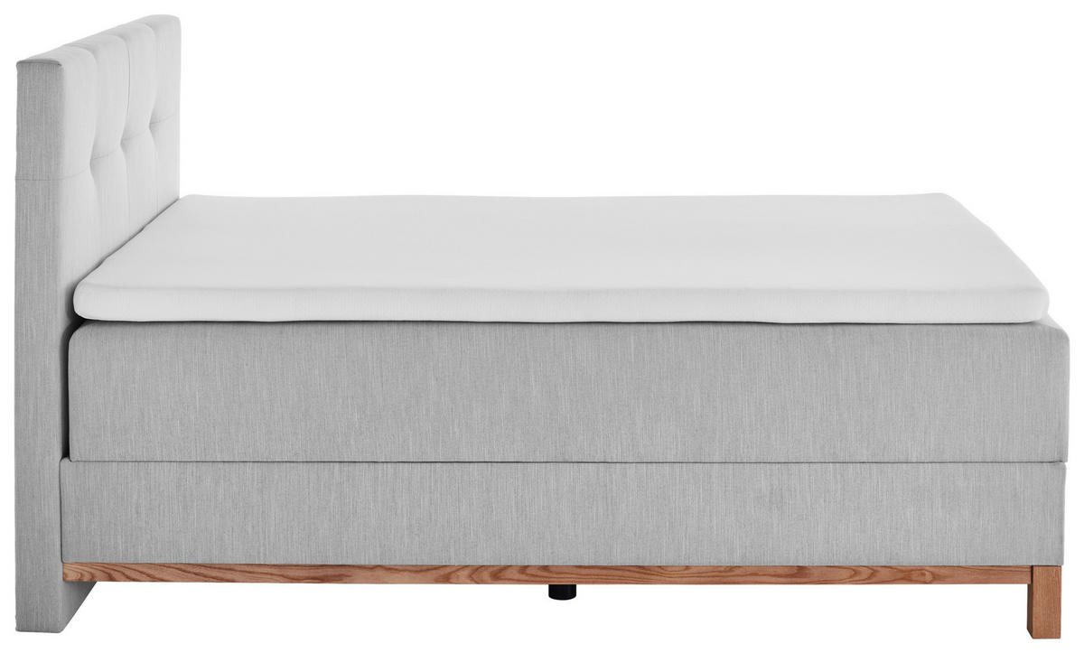 BOXBETT 120/200 cm  in Hellgrau  - Eichefarben/Hellgrau, MODERN, Textil (120/200cm) - Livetastic