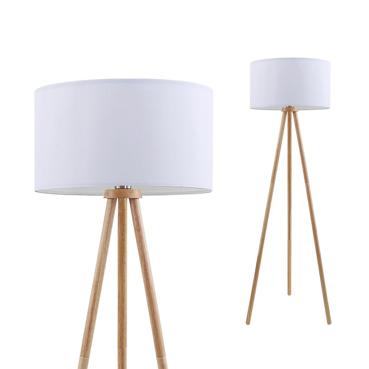 STEHLEUCHTE 50/148 cm    - Buchefarben/Weiß, Natur, Holz/Textil (50/148cm)