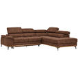 ECKSOFA in Lederlook Braun  - Schwarz/Braun, Natur, Holz/Textil (282/226cm) - Novel