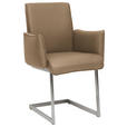 ARMLEHNSTUHL  in Stahl Mikrofaser  - Sandfarben/Edelstahlfarben, Design, Holzwerkstoff/Textil (63/91/60cm) - Dieter Knoll