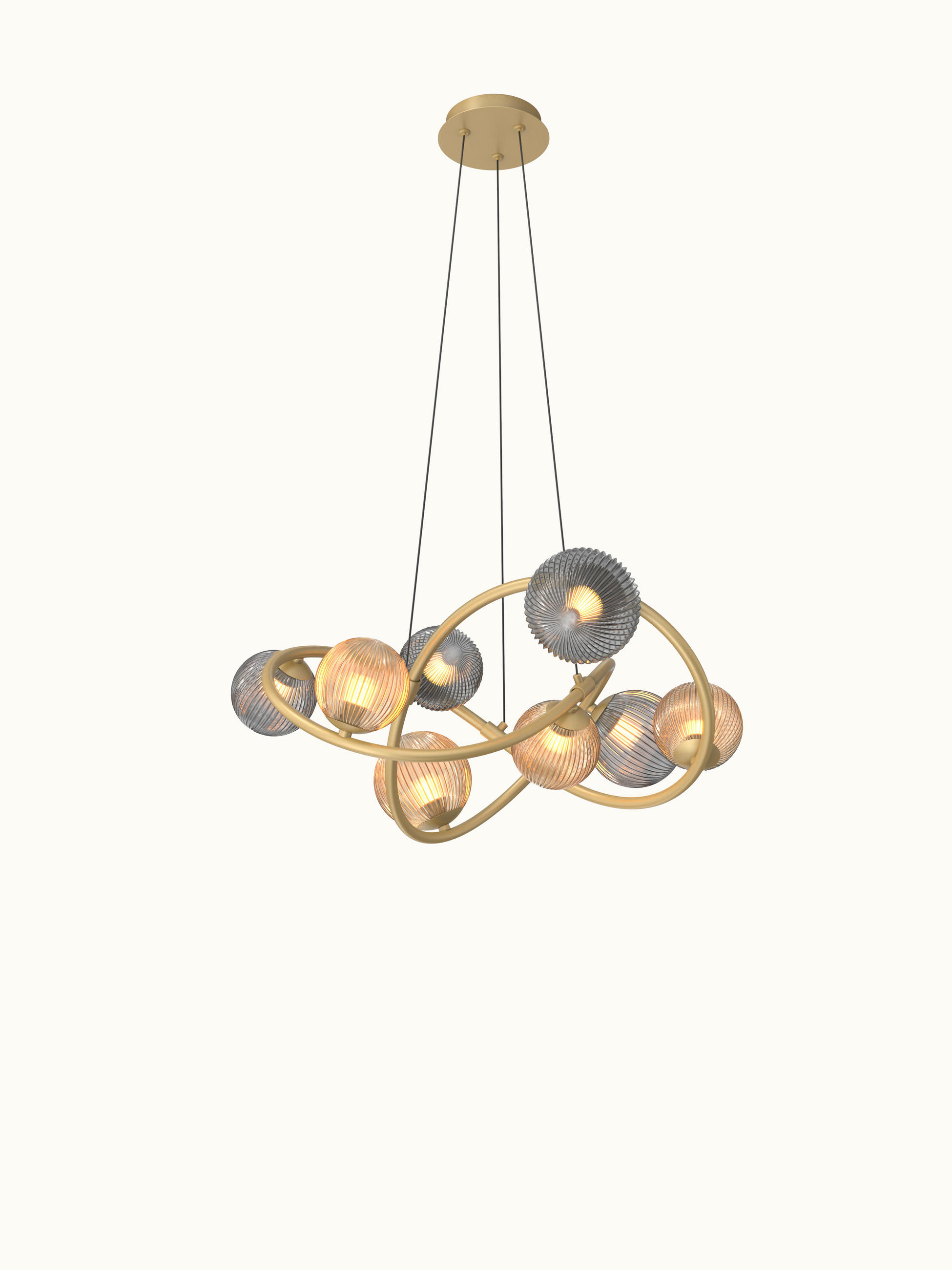 LAMPĂ SUSPENDATĂ CU LED 64/150 cm  - auriu, Konventionell, sticlă/metal (64/150cm)