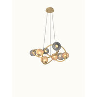 LAMPĂ SUSPENDATĂ CU LED 64/150 cm  - auriu, Konventionell, sticlă/metal (64/150cm)