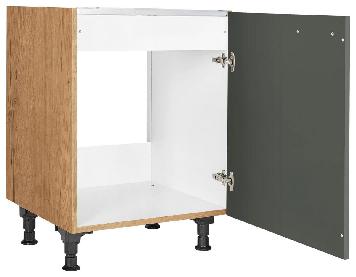 SPÜLENUNTERSCHRANK 60/57/56 cm  in Grün, Eichefarben  - Eichefarben/Schwarz, MODERN, Holzwerkstoff/Metall (60/57/56cm) - Nobilia