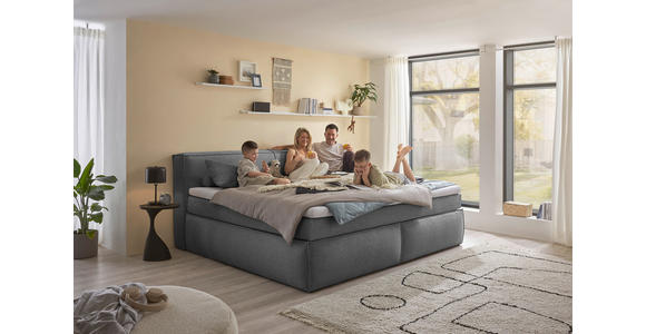 FAMILIENBOXSPRINGBETT - Dunkelgrau/Schwarz, LIFESTYLE, Kunststoff/Textil (240/200cm) - Esposa
