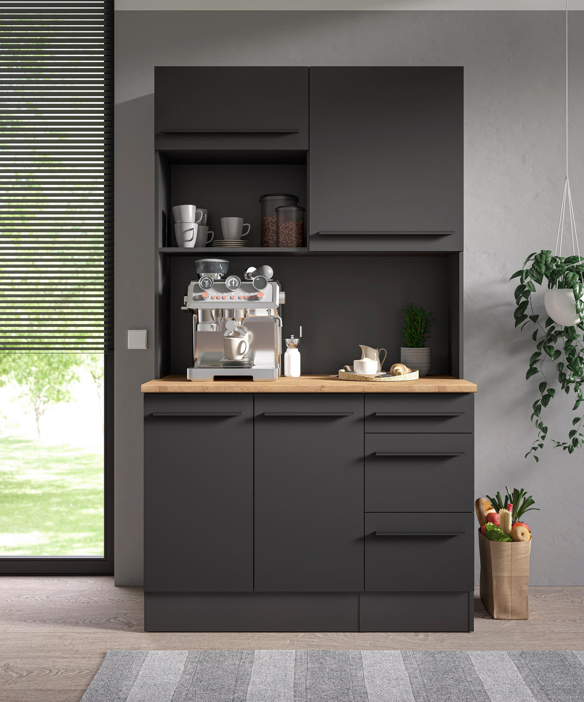 BUFFET 120/211/60 cm  in  - Eichefarben/Schwarz, LIFESTYLE, Holzwerkstoff/Kunststoff (120/211/60cm) - P & B