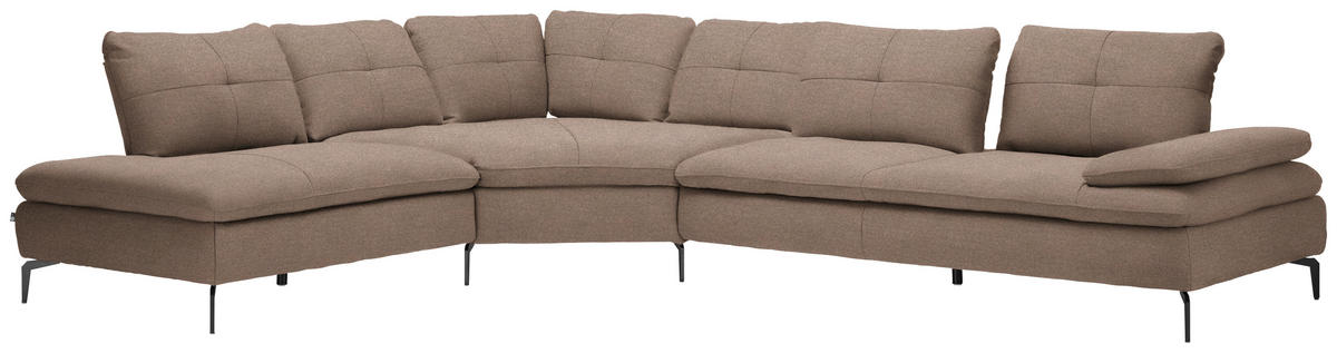 ECKSOFA in Flachgewebe Graubraun  271/344 cm  - Graubraun/Schwarz, Design, Textil/Metall (271/344cm) - Chilliano