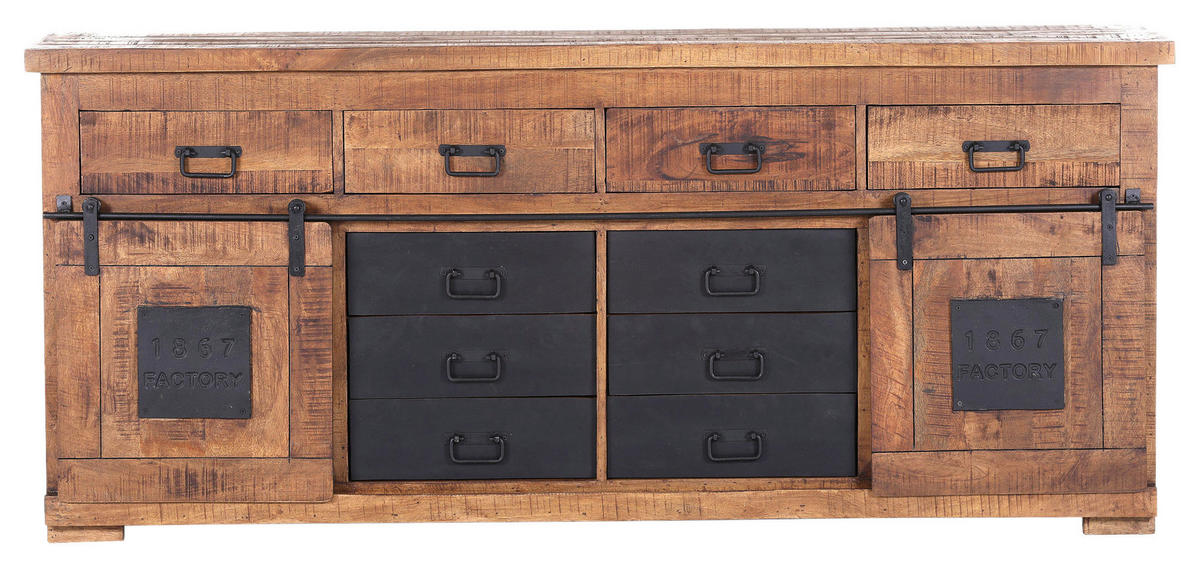 SIDEBOARD 195/85/45 cm  in Naturfarben  - Schwarz/Naturfarben, Romantik / Landhaus, Holz/Metall (195/85/45cm) - Landscape