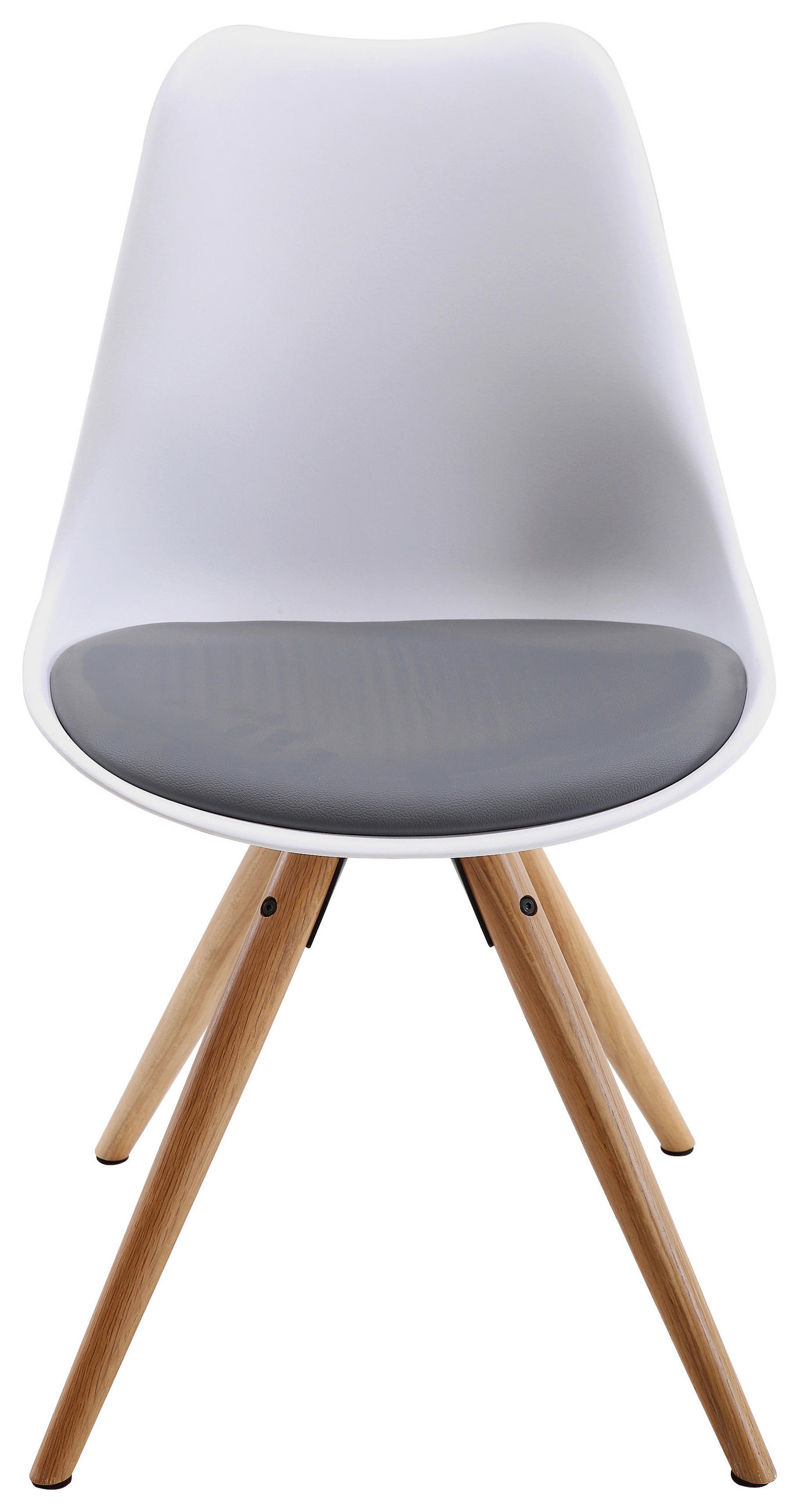 STUHL Lederlook Naturfarben, Weiß, Grau  - Naturfarben/Weiß, LIFESTYLE, Holz/Kunststoff (48,5/85/55cm) - Livetastic