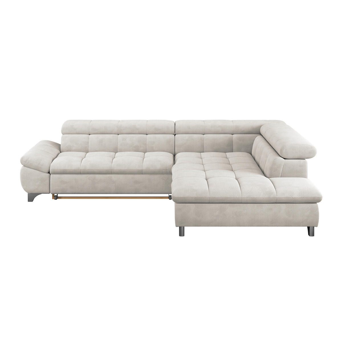 ECKSOFA Creme Chenille  - Chromfarben/Creme, KONVENTIONELL, Textil/Metall (312/234cm) - Livetastic
