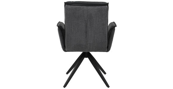 ARMLEHNSTUHL  Sitzfläche 360° drehbar, automatische Rückholfunktion Struktur Echtleder  Anthrazit  - Anthrazit/Schwarz, Design, Leder/Textil (63/89/65cm) - Novel