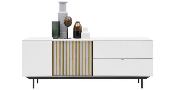SIDEBOARD Wildeiche furniert Weiß, Eichefarben - Eichefarben/Schwarz, Design, Holz/Holzwerkstoff (195/74/47cm) - Ambiente