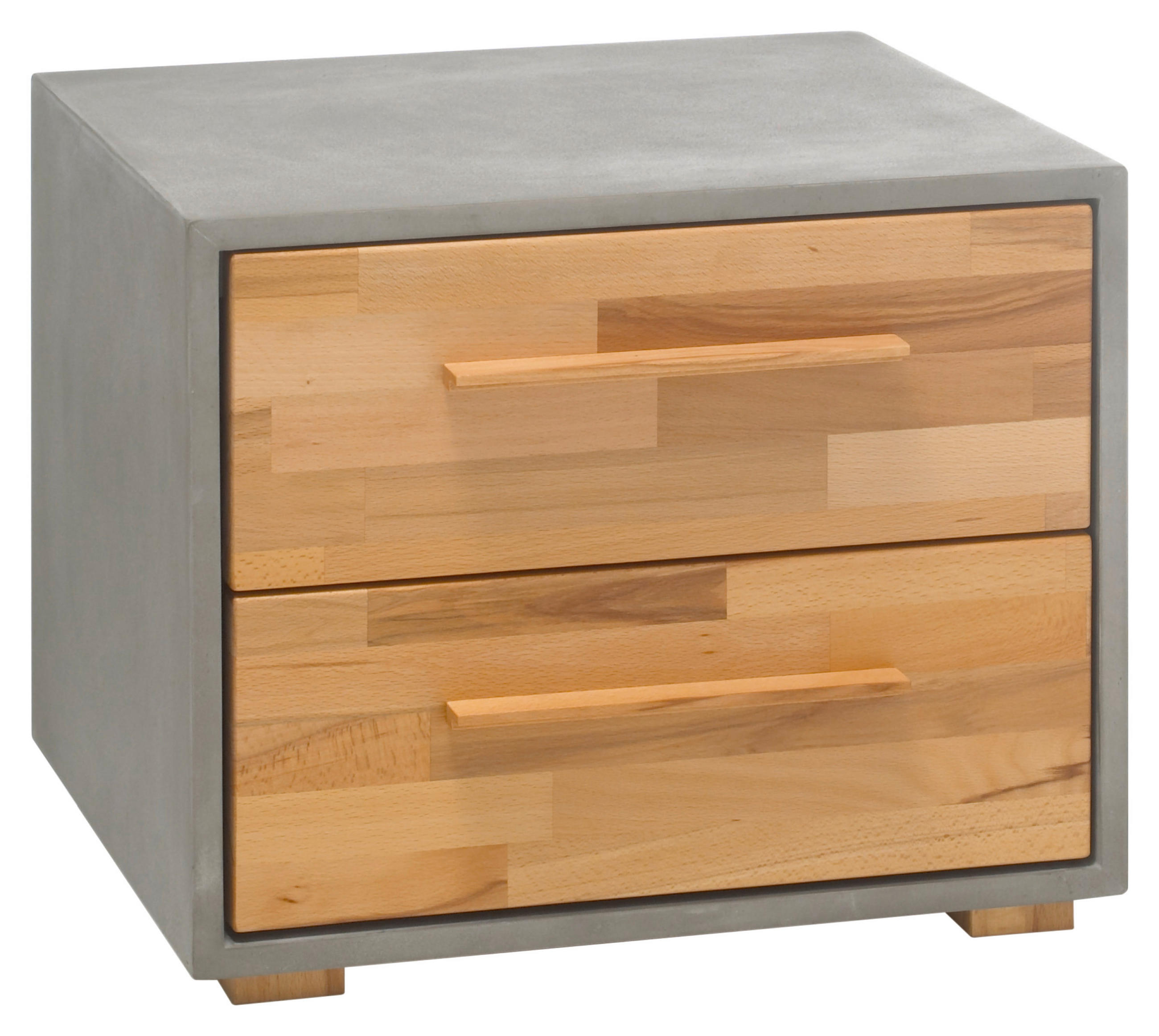 NACHTSCHRANK Kernbuche massiv Grau, Buchefarben - Dunkelgrau/Buchefarben, KONVENTIONELL, Holz/Holzwerkstoff (50/49/43cm) - Hasena