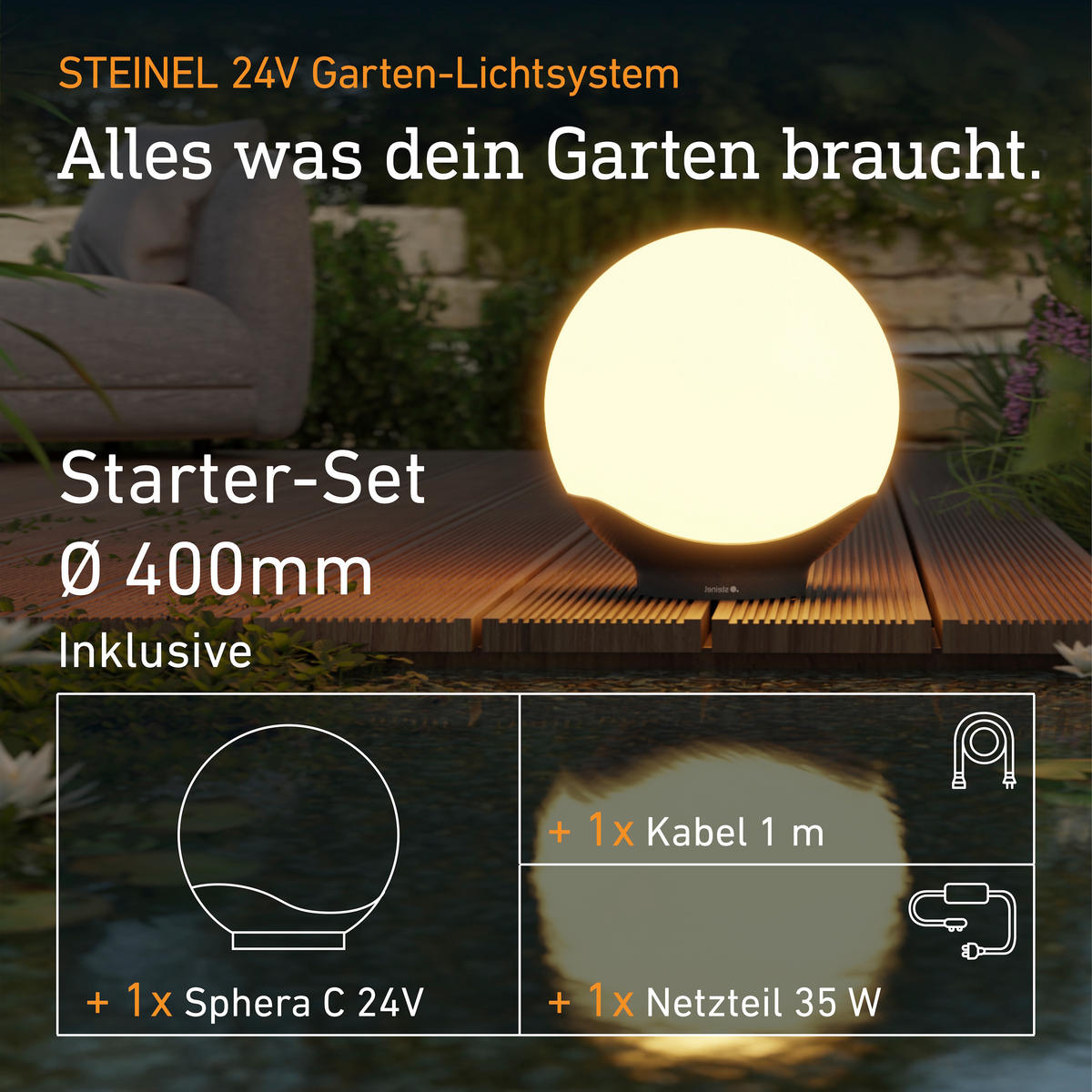 AUSSENLEUCHTE 24V Garten-Lichtsystem 40/41,1/40 cm  - Anthrazit/Weiß, Trend, Kunststoff (40/41,1/40cm) - Steinel