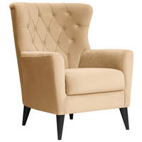 OHRENSESSEL Velours Beige  - Beige/Schwarz, KONVENTIONELL, Kunststoff/Textil (72/96/77cm) - Livetastic