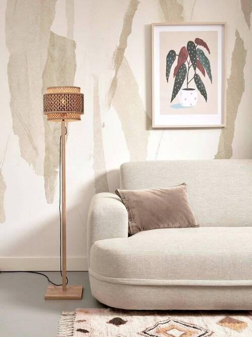GOLVLAMPA GOOD&MOJO  25/130 cm    - svart/naturfärgad, Trend, trä (25/130cm) - Good & Mojo
