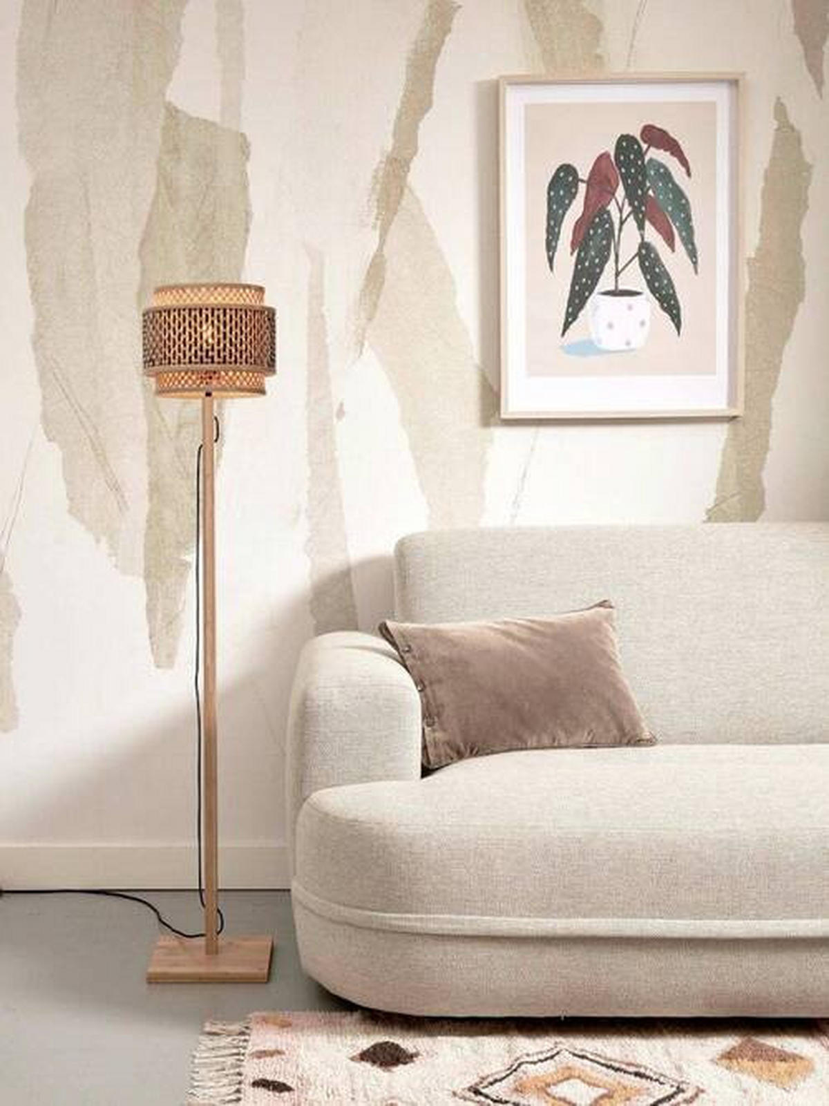 STEHLEUCHTE 25/130 cm    - Schwarz/Naturfarben, Trend, Holz (25/130cm) - Good & Mojo