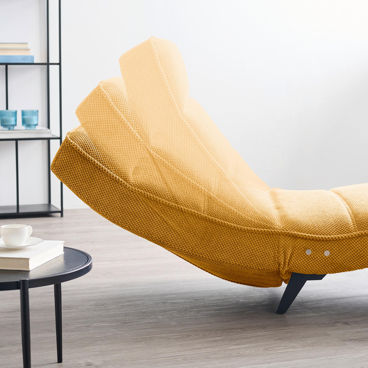 RELAXLIEGE in Webstoff Currygelb  - Currygelb/Schwarz, Design, Textil/Metall (75/158-178/58-86cm) - Welnova