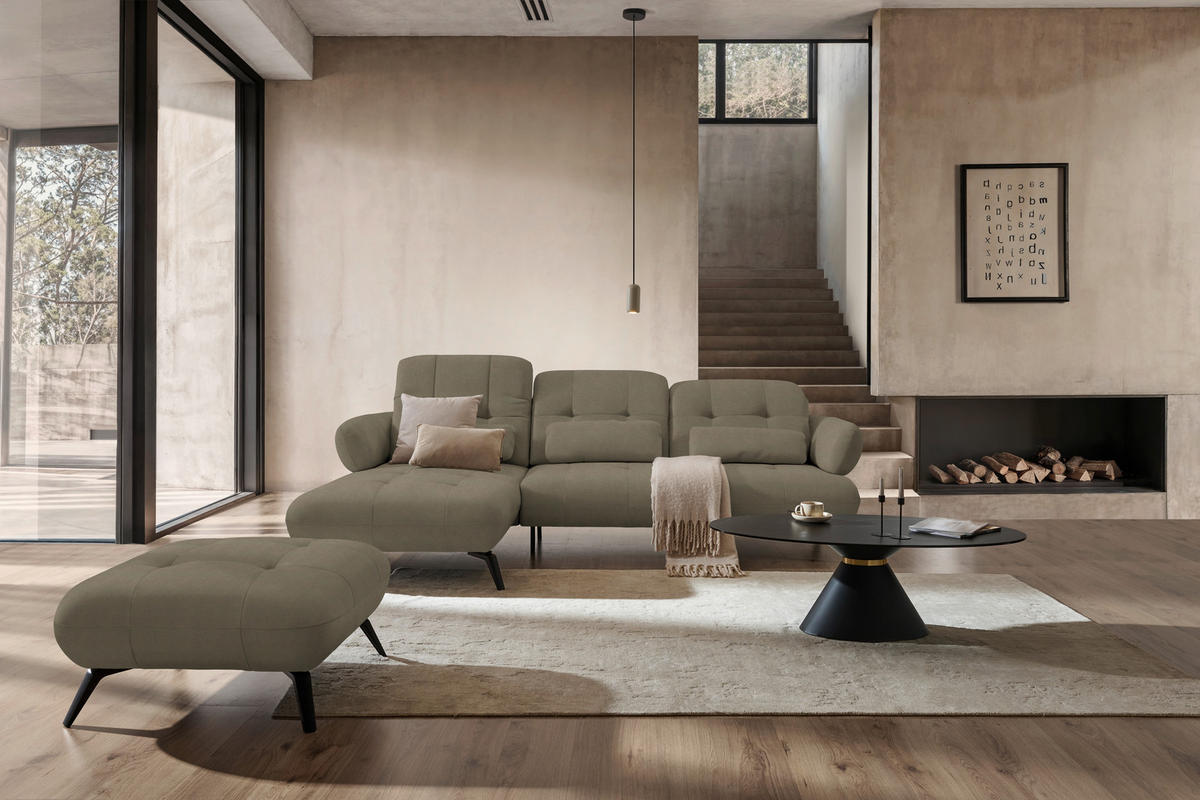 ECKSOFA Flachgewebe Braun  - Schwarz/Braun, Modern, Textil/Metall (180/282cm) - Novel