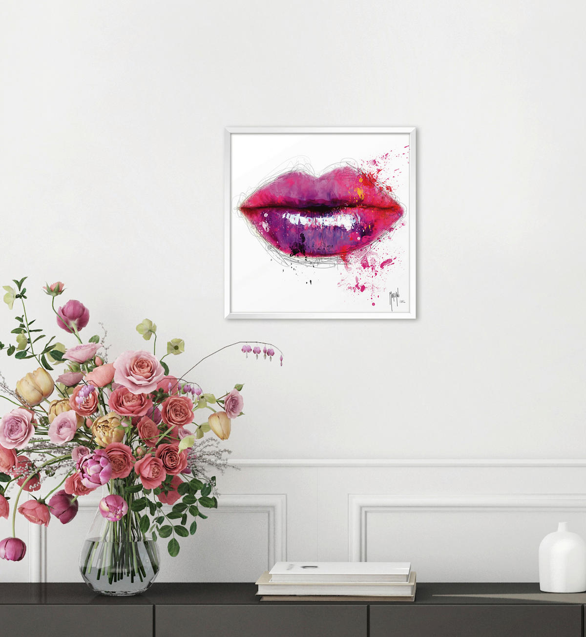 KUNSTDRUCK Frauen 30/30 cm  - Pink/Weiß, Basics, Papier (30/30cm) - Monee