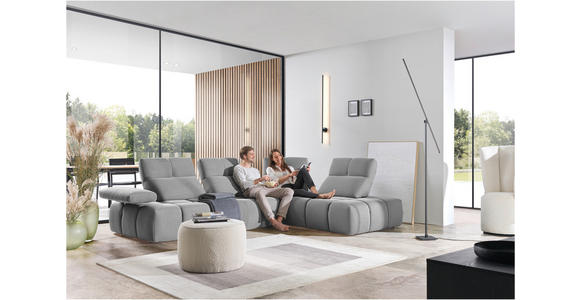 ECKSOFA in Struktur Grauweiß 313/233 cm - Grauweiß/Schwarz, Design, Kunststoff/Textil (313/233cm) - Emilio Belluti