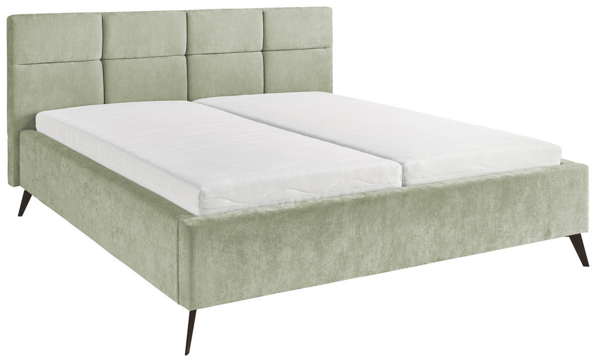 POLSTERBETT 180/200 cm,  in Hellgrün,  - Schwarz/Hellgrün, KONVENTIONELL, Textil/Metall (180/200cm) - SetOne by Musterring