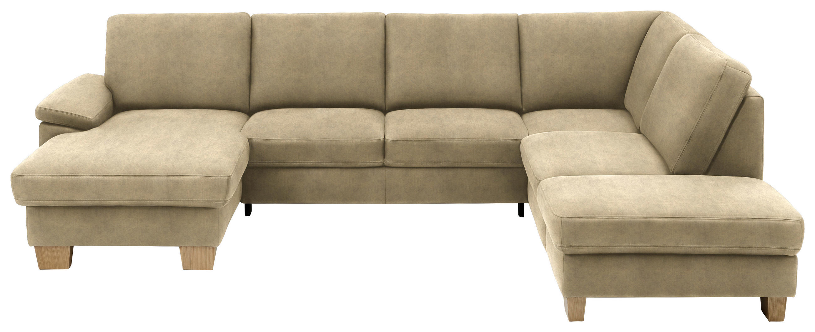 WOHNLANDSCHAFT in Velours Cappuccino  - Eichefarben/Cappuccino, Konventionell, Holz/Textil (167/316/235cm) - Beldomo System