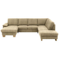 WOHNLANDSCHAFT in Velours Cappuccino  - Eichefarben/Cappuccino, Konventionell, Holz/Textil (167/316/235cm) - Beldomo System