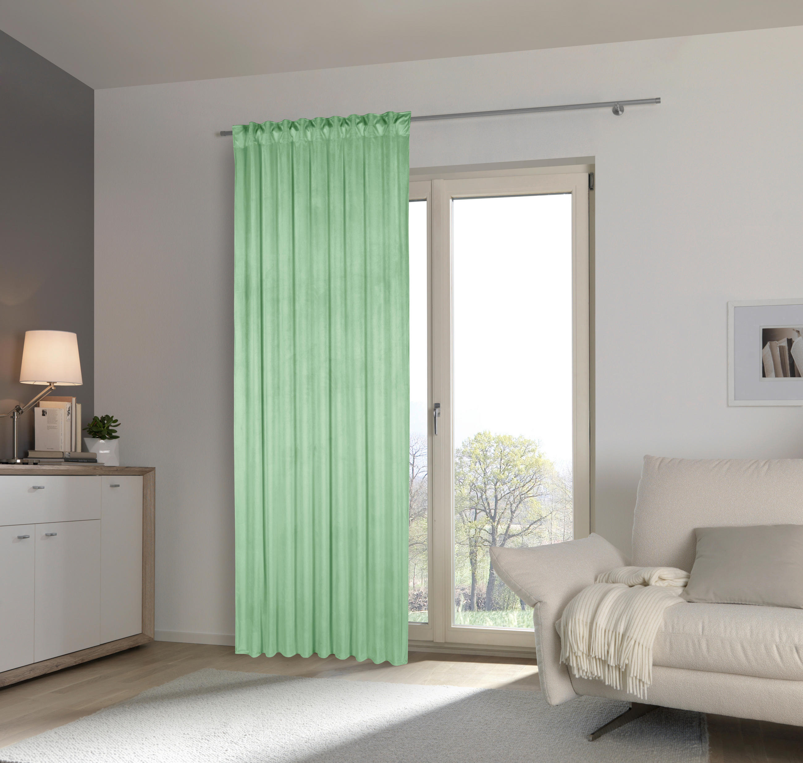 FERTIGVORHANG  blickdicht   135/245 cm  - Hellgrün, Basics, Textil (135/245cm) - Esposa