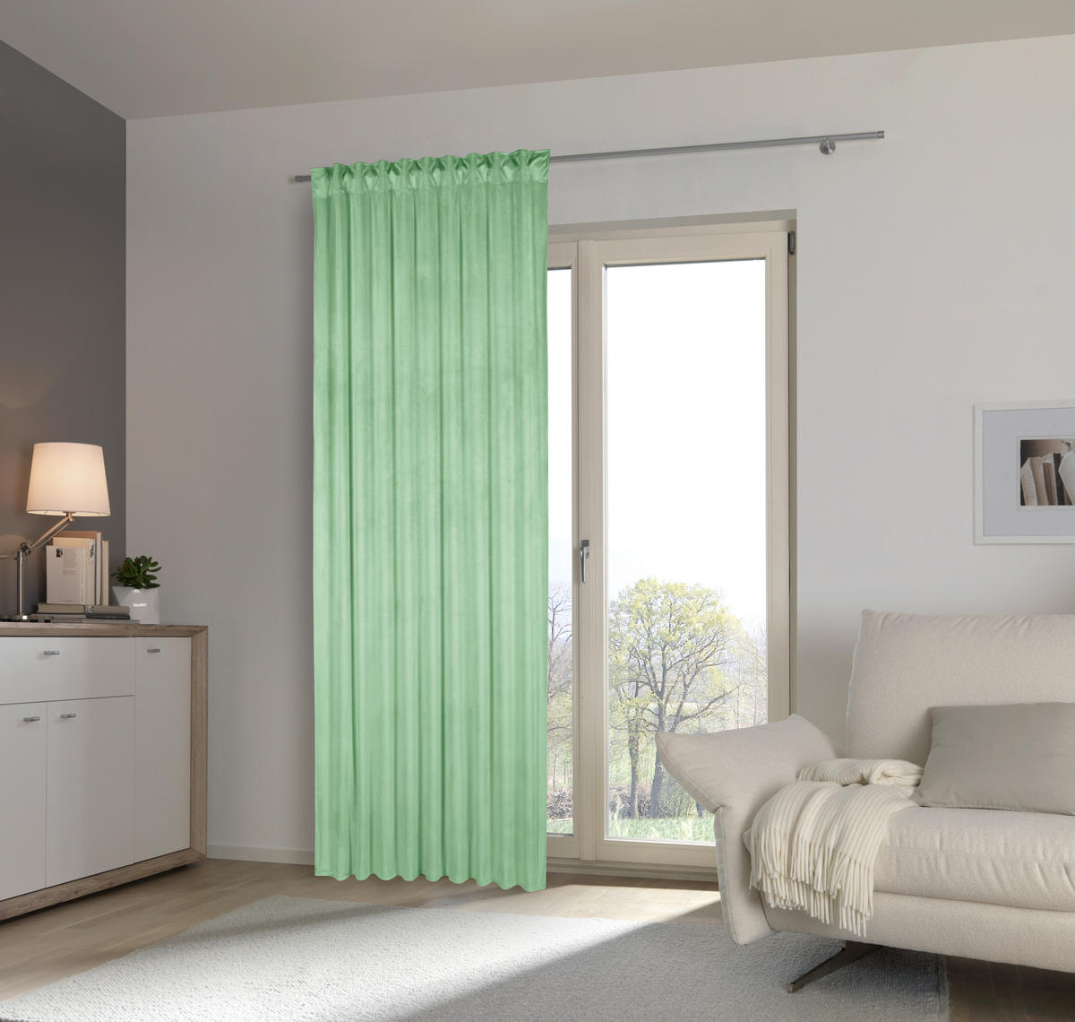 FERTIGVORHANG  blickdicht   135/245 cm  - Hellgrün, Basics, Textil (135/245cm) - Esposa