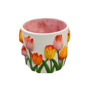 Mască Pentru Ghiveci 14,8/12,3 cm  - roz aprins/alb, Lifestyle, ceramică (14,8/12,3cm)
