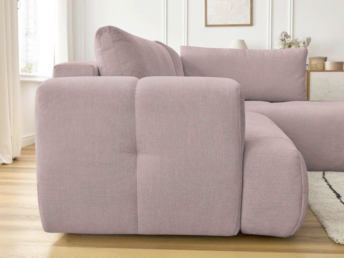 ECKSCHLAFSOFA FUJI Leinenoptik Pink  inkl.  - Pink/Schwarz, MODERN, Kunststoff/Textil (282/204cm)