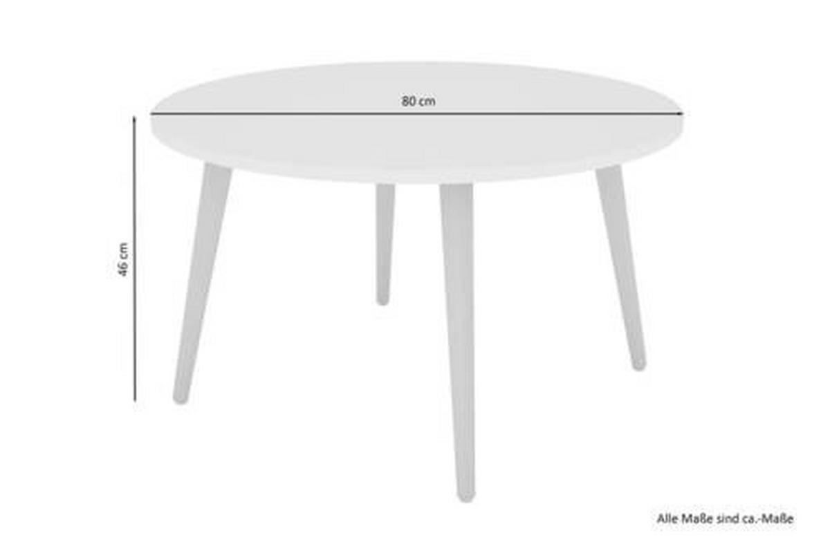 COUCHTISCH Buche massiv 80/80/46 cm rund Weiß, Eiche Artisan  - Buchefarben/Weiß, KONVENTIONELL, Holz/Holzwerkstoff (80/80/46cm) - MID.YOU