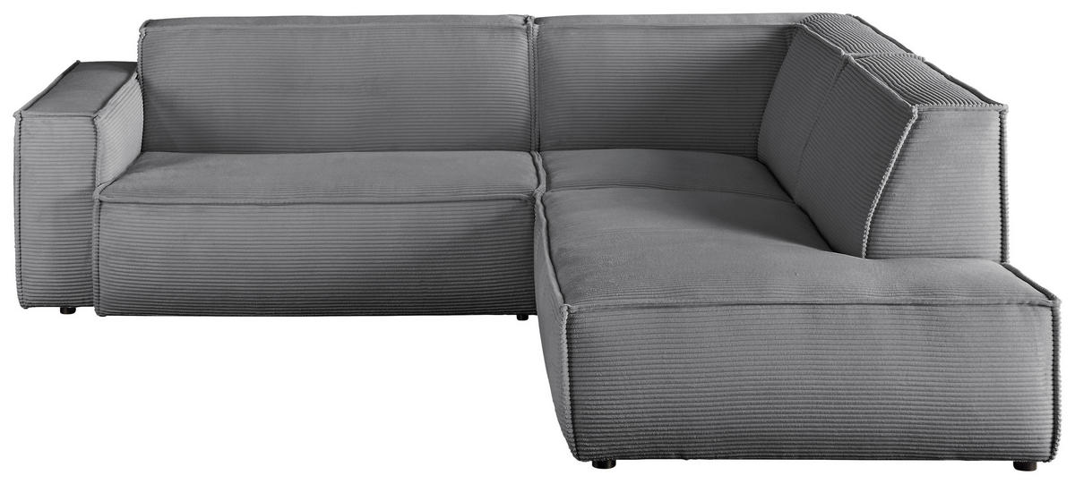 ECKSOFA in Cord Dunkelgrau  254/224 cm  - Dunkelgrau/Schwarz, KONVENTIONELL, Kunststoff/Textil (254/224cm) - Hom`in