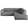 ECKSOFA in Cord Dunkelgrau  - Dunkelgrau/Schwarz, KONVENTIONELL, Kunststoff/Textil (254/224cm) - Hom`in