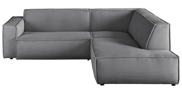 ECKSOFA in Cord Dunkelgrau  - Dunkelgrau/Schwarz, KONVENTIONELL, Kunststoff/Textil (254/224cm) - Hom`in