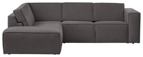 ECKSOFA in Struktur Dunkelgrau - Dunkelgrau/Schwarz, Modern, Kunststoff/Textil (220/275cm) - Trendmanufaktur