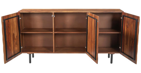 SIDEBOARD  162/80/42 cm  - Sheeshamfarben/Schwarz, Trend, Holz/Metall (162/80/42cm) - Ambia Home