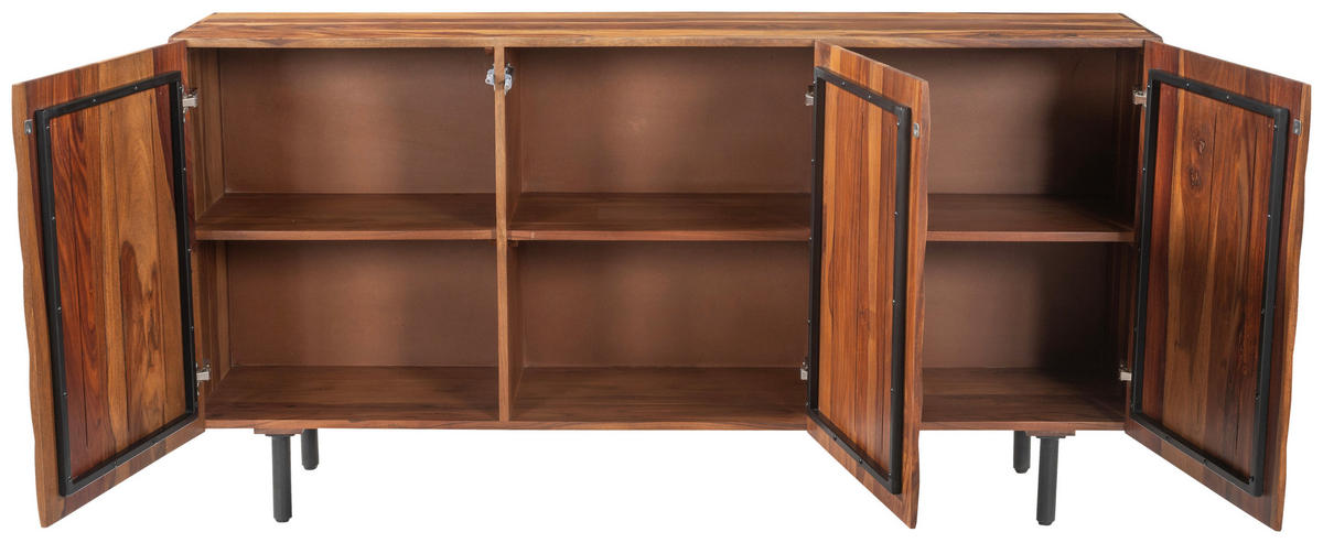 SIDEBOARD  162/80/42 cm  - Sheeshamfarben/Schwarz, Trend, Holz/Metall (162/80/42cm) - Ambia Home